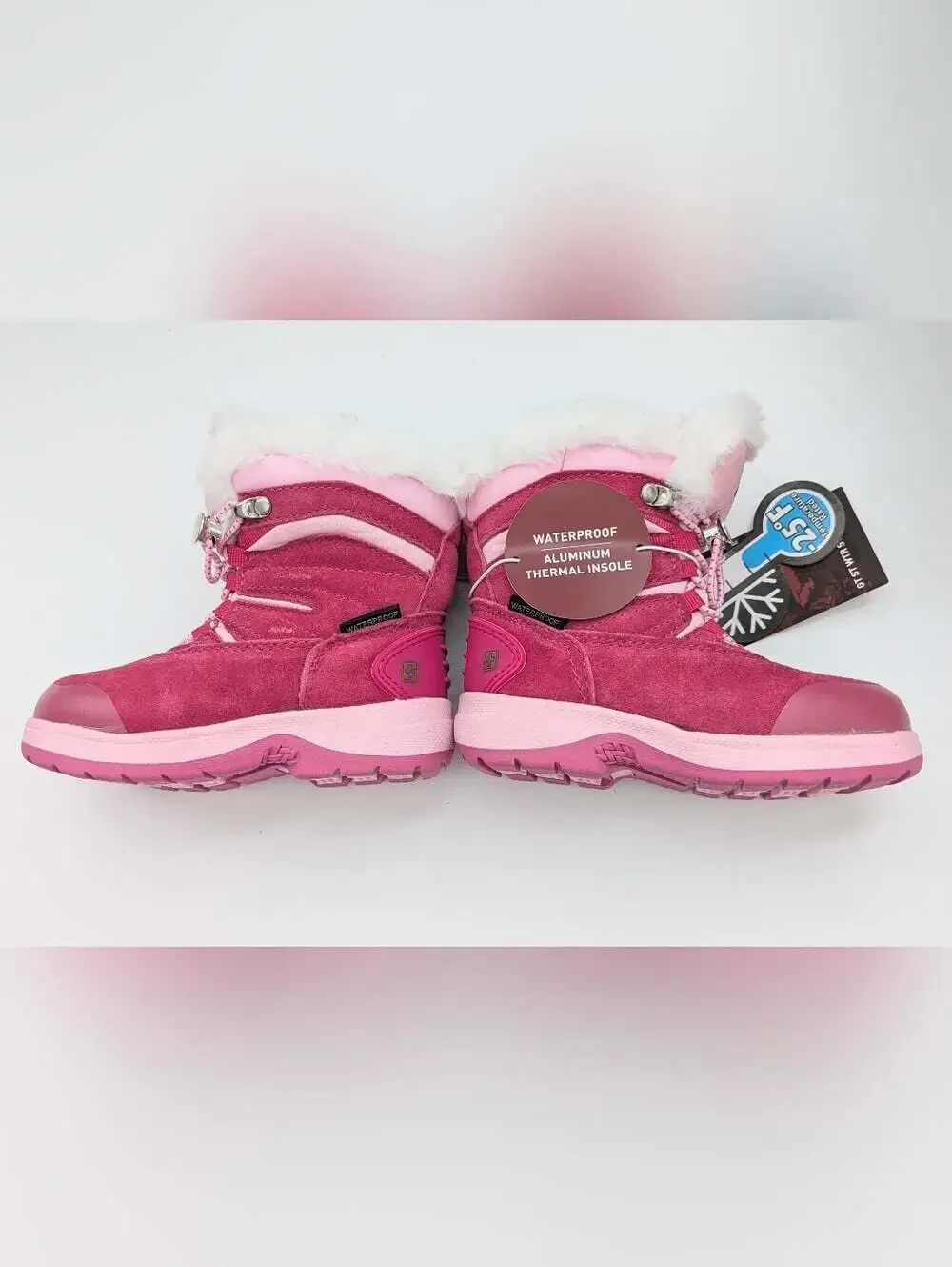 NWT Swiss Tech Girls' (Size8) Suede Waterproof Winter Snow Boots w/Faux Fur Cuff
